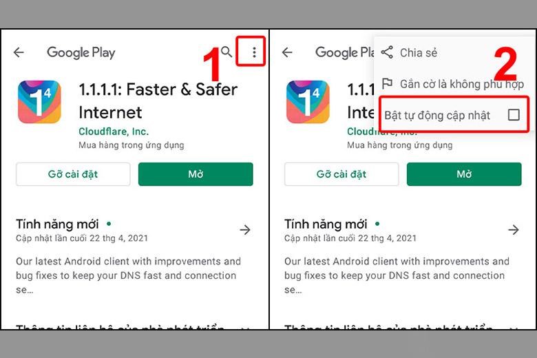 Tắt mục “Bật tự động cập nhật” đi