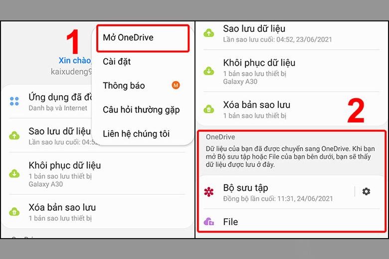 Mở OneDrive để bắt đầu quá trình đồng bộ Gallery với Drive