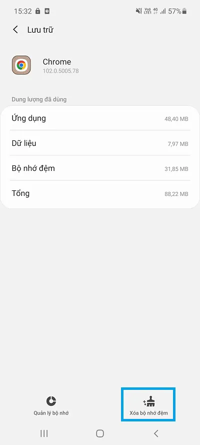Xóa bộ nhớ đệm