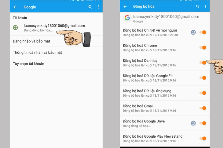 Toàn bộ dữ liệu trên Gmail được đồng bộ thành công