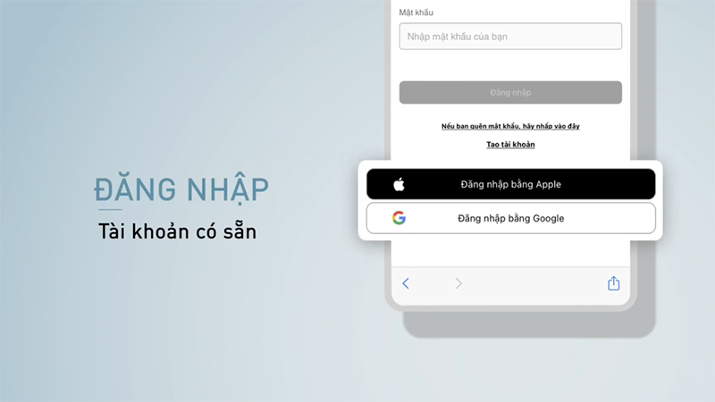 Nếu bạn đã có sẵn tài khoản thì chọn vào “ Đăng nhập”.