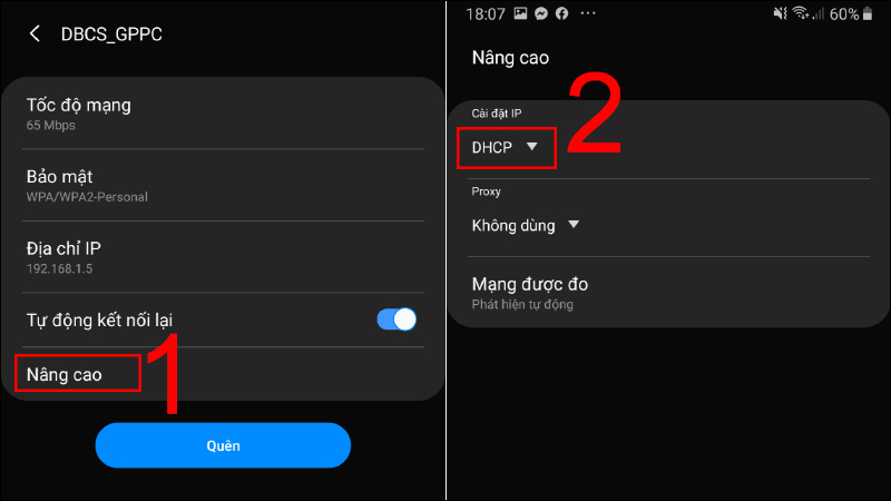 Chọn mục “Nâng cao” rồi bấm vào biểu tượng hình tam giác ngược 