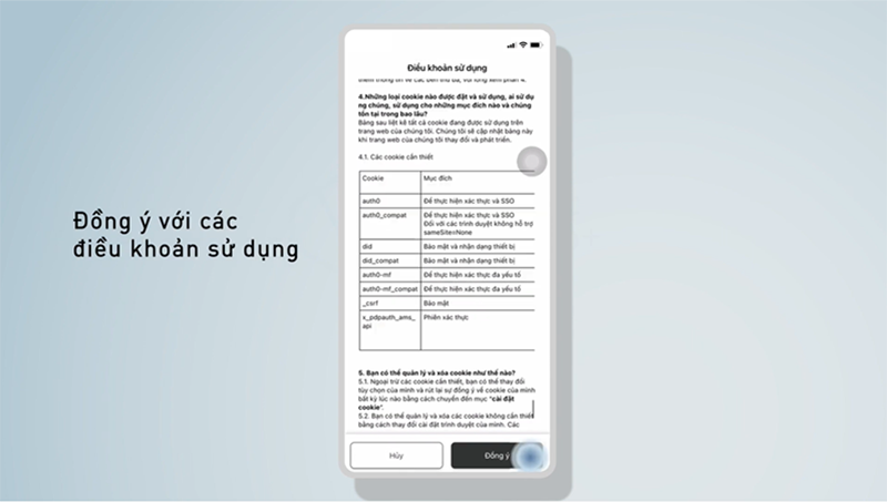 Đồng ý với các điều khoản sử dụng.