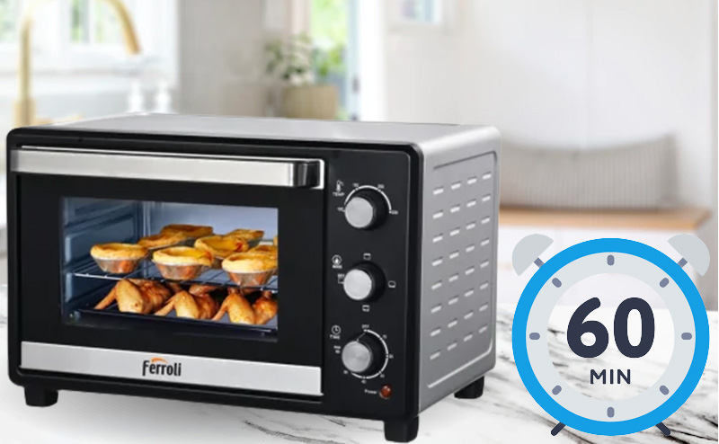 Chức năng hẹn giờ tiện lợi trên lò nướng Ferroli FO1500 