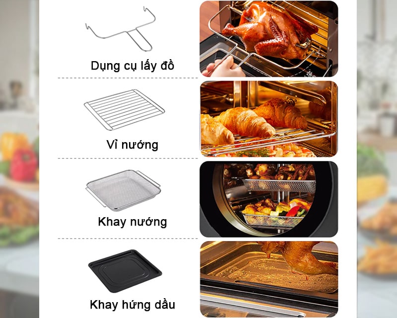 Nồi chiên Olivo AF15 đi kèm nhiều phụ kiện