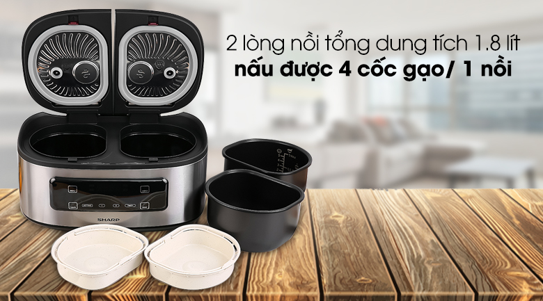 2 lòng nồi có tổng dung tích 1.8 lít
