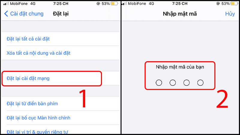 Cài đặt lại mạng của điện thoại
