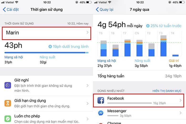 Chọn ứng dụng muốn khóa tại tab “7 ngày qua”