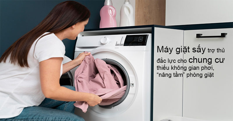 Máy giặt sấy trợ thủ đắc lực cho chung cư thiếu không gian phơi