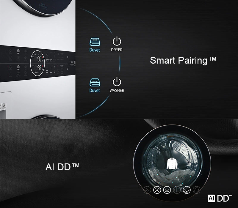 Giặt giũ thông minh với bộ đô công nghệ AI DD™ và Smart Pairing™