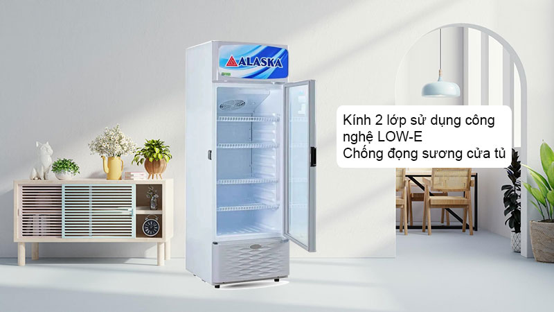 Kính 2 lớp sử dụng công nghệ LOW-E, chống đọng sương cửa tủ