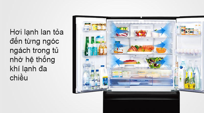 Hơi lạnh lan tỏa đến từng ngóc ngách trong tủ nhờ hệ thống khí lạnh đa chiều