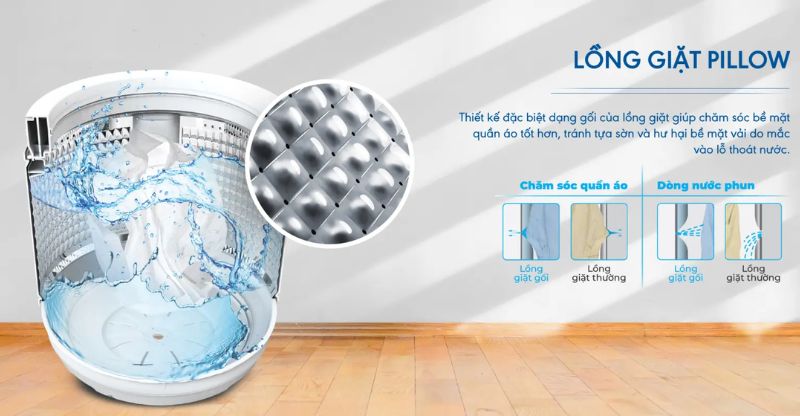 Lồng giặt Pillow trên máy giặt AQUA 10kg AQW-FR100GT.BK