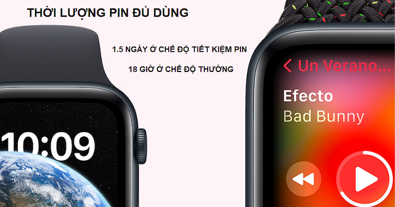 Apple Watch SE 2022 LTE 40mm có thời lượng pin đủ dùng