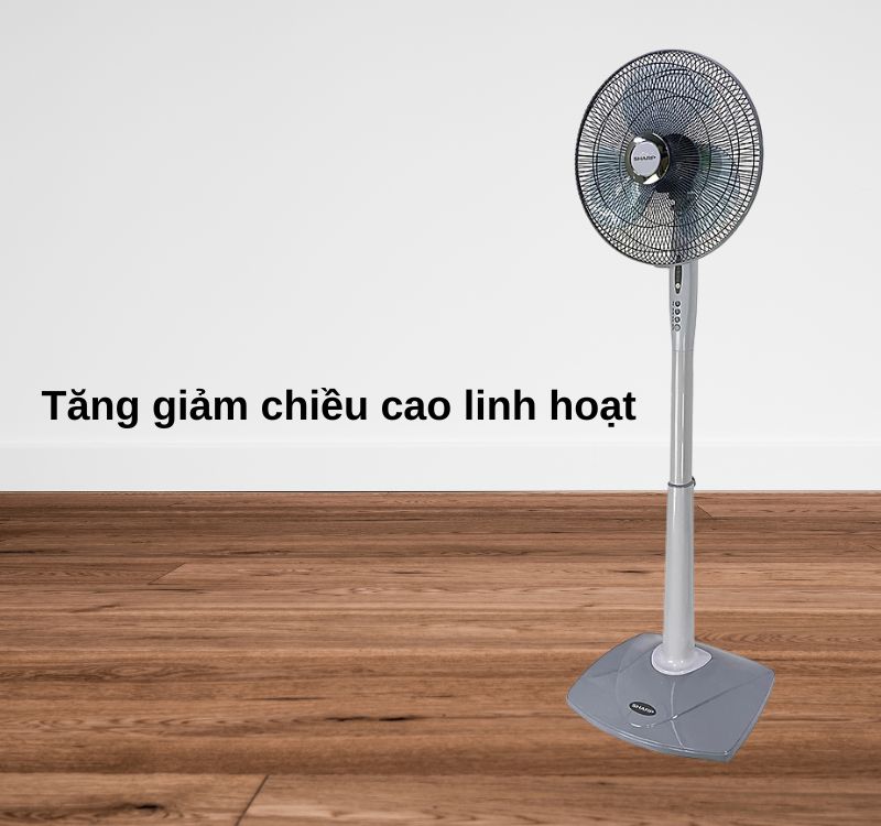 Quạt đứng có điều khiển Sharp PJ-S40RV-LG dễ tăng giảm chiều cao