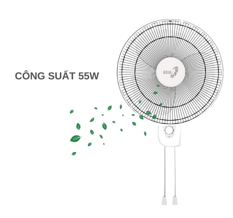 Quạt treo tường Asiavina VY357690 hoạt động với công suất 55W