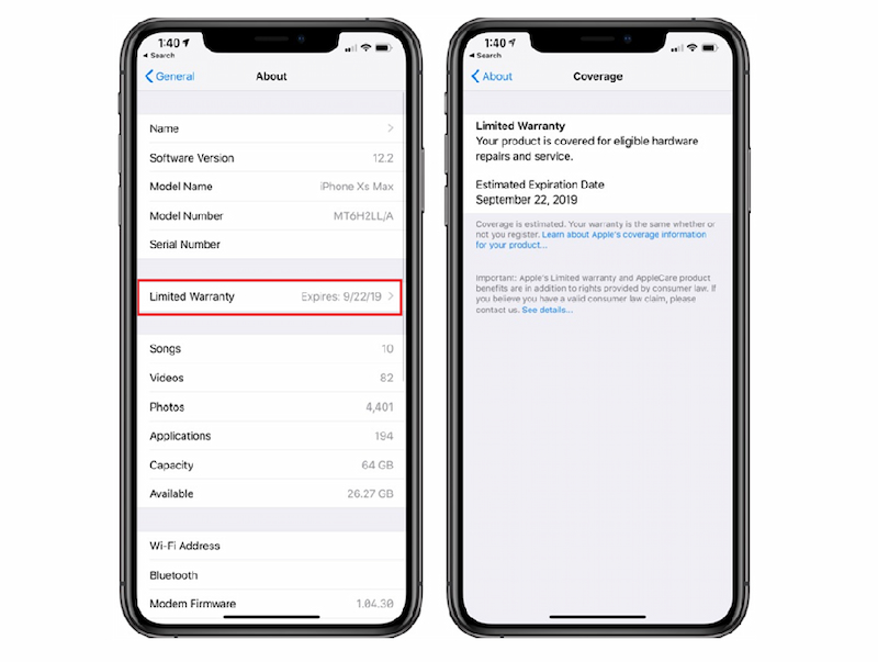 Kiểm tra thời gian bảo hành trên điện thoại iPhone Refurbished