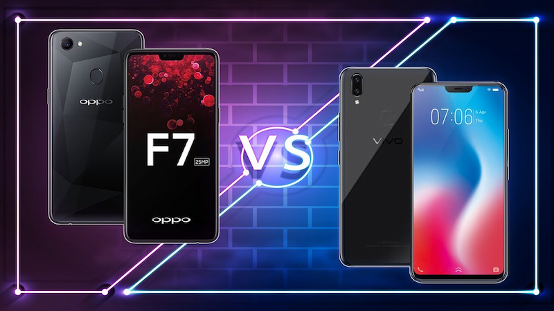 So sánh thiết kế của VIVO V9 và OPPO F7