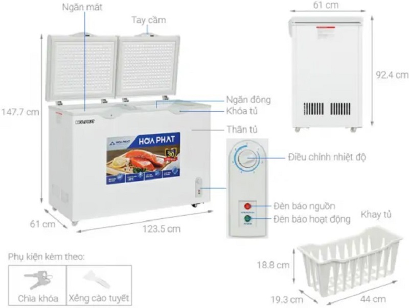 Tủ đông Hòa Phát 245 Lít HPF BD6245 Dàn Đồng