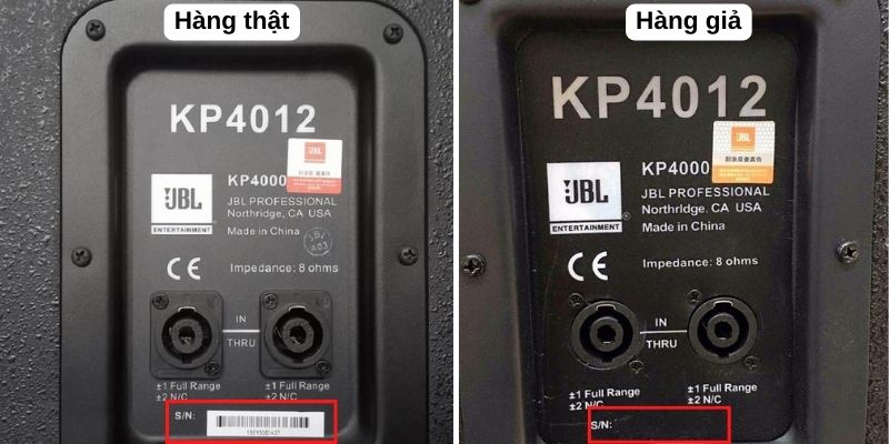 Loa JBL thật sẽ có thông tin của số sê-ri