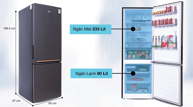 Tủ lạnh Beko Inverter 323 lít RCNT340I50VZK