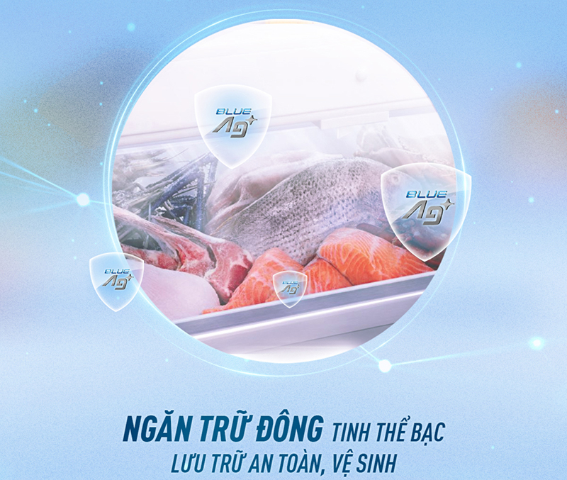 Tránh lẫn mùi, dễ dàng vệ sinh nhờ ngăn trữ đông tinh thể bạc.