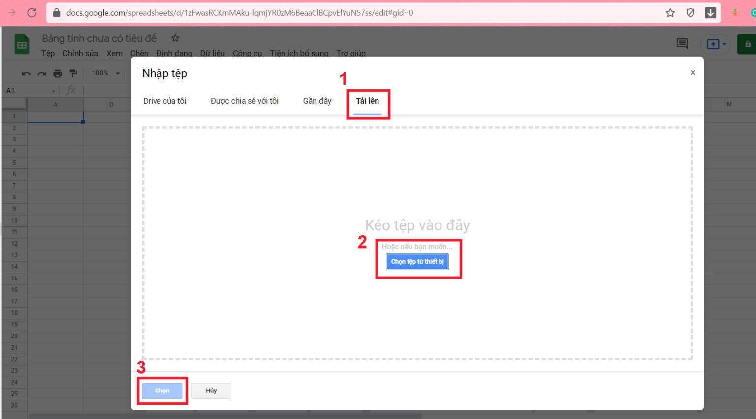 Tải dữ liệu lên Google sheet