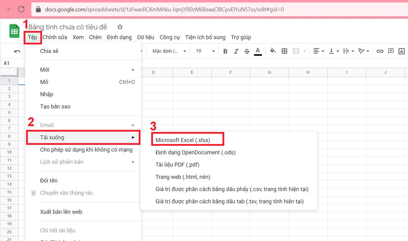 Tải file Google Sheet về