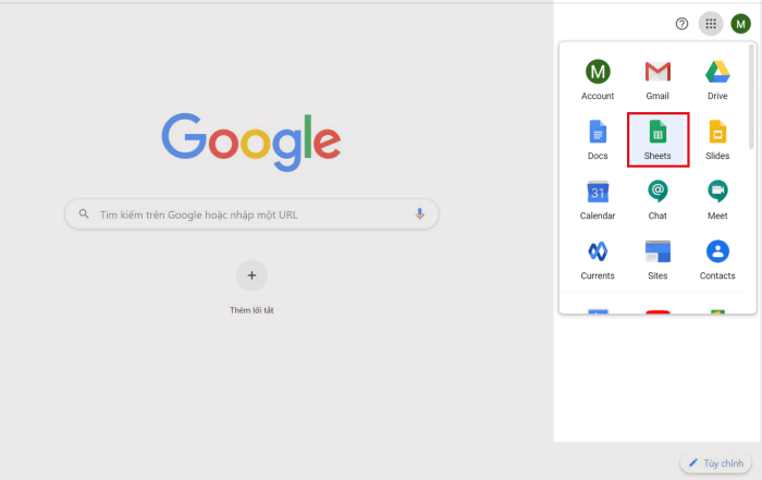tao bieu mau bang google sheet