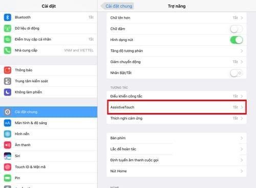 Các bước Bật hoặc tắt phím Home ảo trên iPad