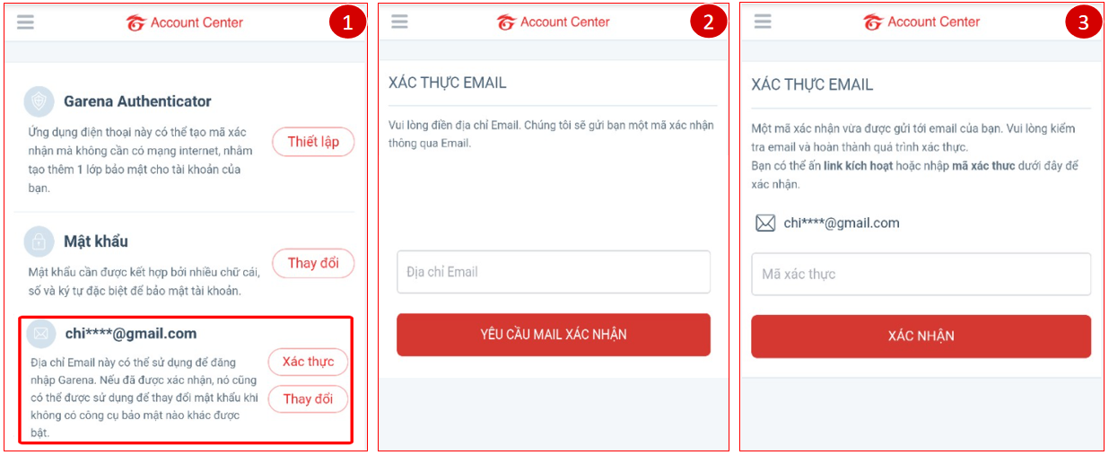 thay đổi mật khẩu garena