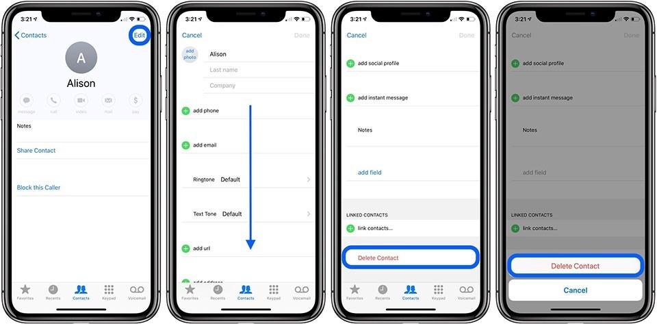 Cách xóa danh bạ trên iPhone theo từng liên hệ